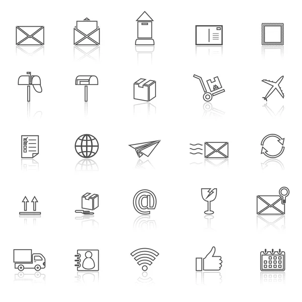 白い背景の上ポスト線アイコンを反映します。 — ストックベクタ