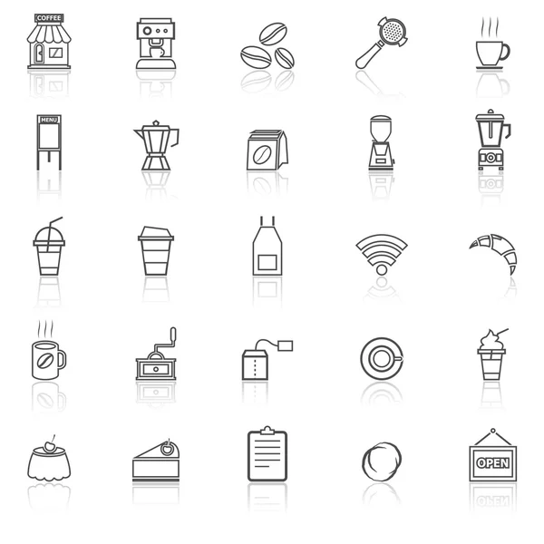 Coffee shop line ikony z odzwierciedlają na białym tle — Wektor stockowy