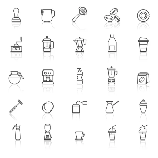 Icono de línea barista con reflejo sobre fondo blanco — Vector de stock