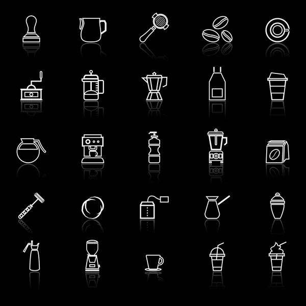 Icono de línea barista con reflejo sobre fondo negro — Archivo Imágenes Vectoriales