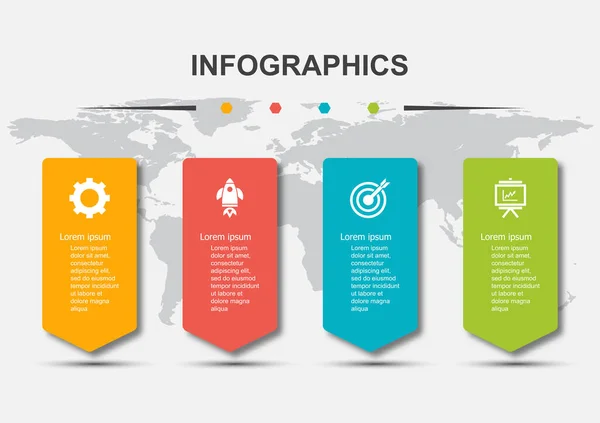 4つのステップと影 ストックベクトルとインフォグラフィックデザインテンプレート — ストックベクタ