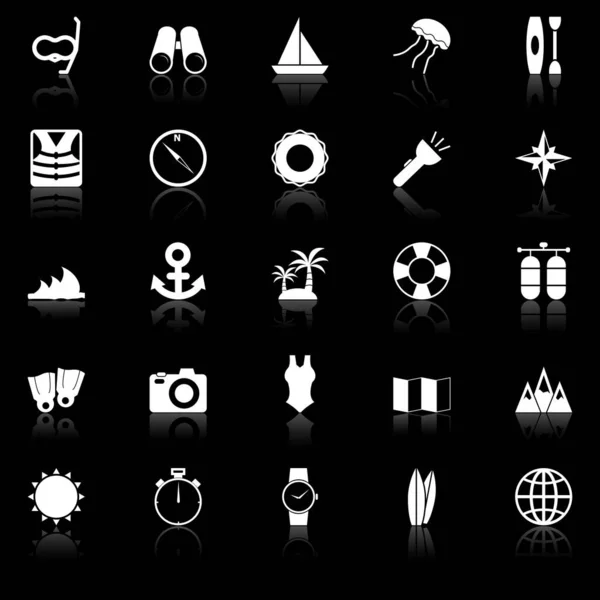 Diving Icons Reflect Black Background Stock Vector — Stock Vector