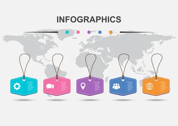 Infografik Design Vorlage Mit Hängenden Preisschildern Aktienvektor — Stockvektor