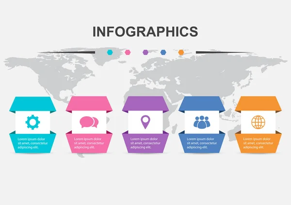 Infografik Design Vorlage Mit Bändern Aktienvektor — Stockvektor