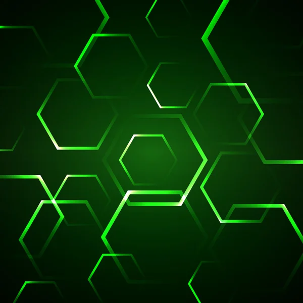 Abstrakt bakgrund med grön hexagon — Stock vektor