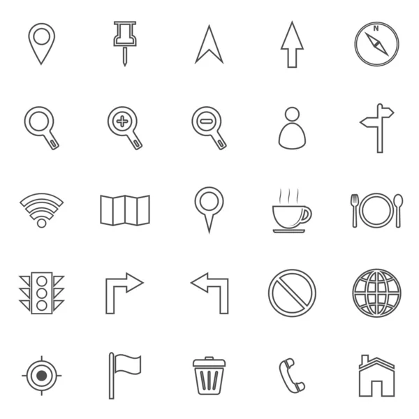 Iconos de línea de mapa sobre fondo blanco — Archivo Imágenes Vectoriales