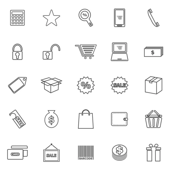 Icônes de ligne de shopping sur fond blanc — Image vectorielle