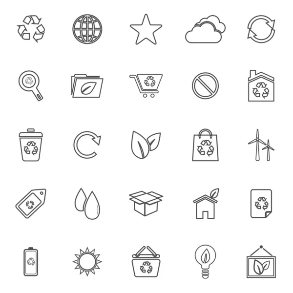 Ecology line icons on white background — Stock Vector