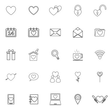 Beyaz arka planda satır simgeleri seviyorum