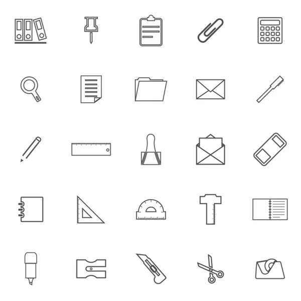 Iconos de línea de papelería sobre fondo blanco — Vector de stock
