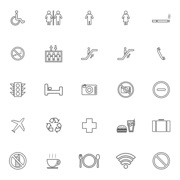 Iconos de línea pública sobre fondo blanco — Archivo Imágenes Vectoriales