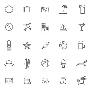 Yaz satır simgeler beyaz arka plan üzerinde