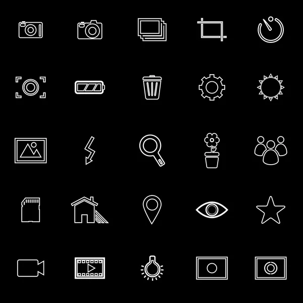 Foto lina ikoner på svart bakgrund — Stock vektor