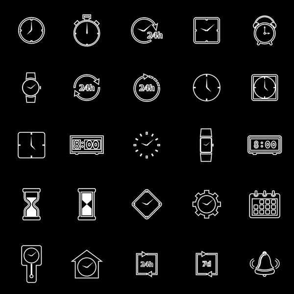 Iconos de línea de tiempo sobre fondo negro — Vector de stock