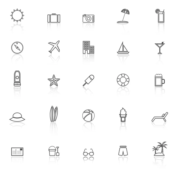 白い背景の上夏行アイコンを反映します。 — ストックベクタ