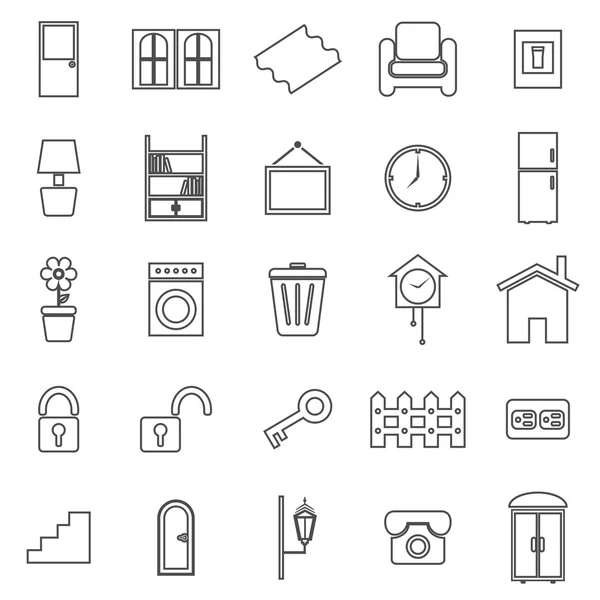 Iconos de línea relacionados con la casa sobre fondo blanco — Vector de stock