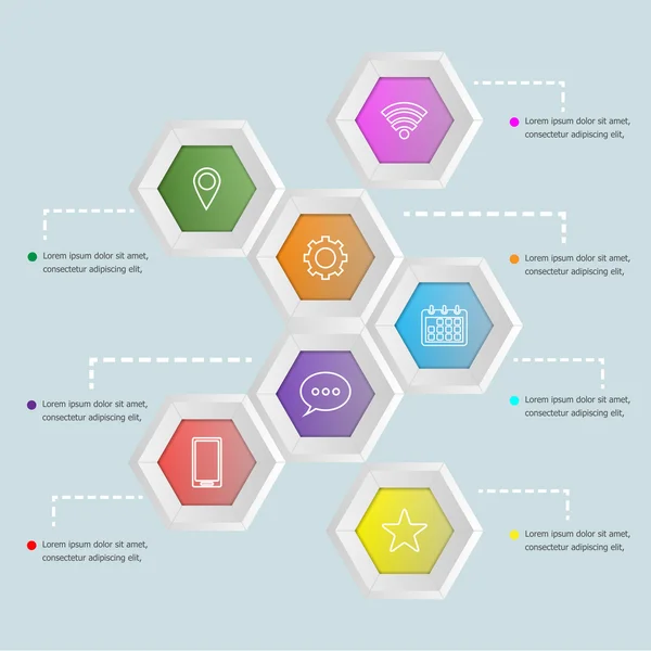 3D šablona infographic tvar šestiúhelníku — Stockový vektor