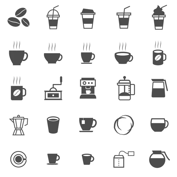 Koffie pictogrammen op witte achtergrond — Stockvector