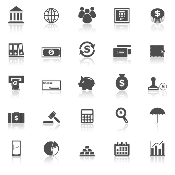 Banking icons with reflect on white background — Stock Vector