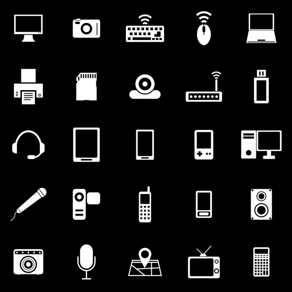 Gadget iconos sobre fondo negro — Vector de stock