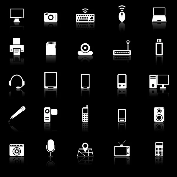 Gadget iconos con reflexionar sobre el fondo negro — Archivo Imágenes Vectoriales