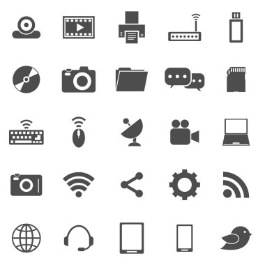 Beyaz arka plan üzerinde yüksek teknoloji simgeler