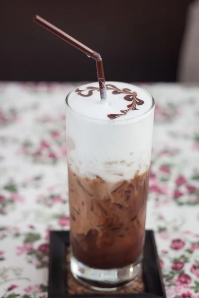 Iced mocha with milk micro foam — Stock Photo, Image