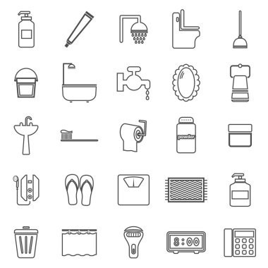 Beyaz arka plan banyo hattı simgeleri