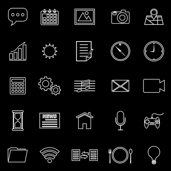 Application line icons on black background — Stock Vector