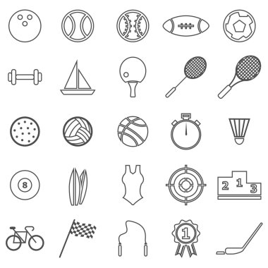 Spor çizgi simgeler beyaz arka plan üzerinde