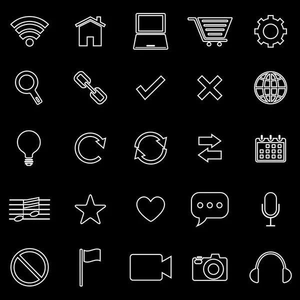 Iconos de línea web sobre fondo negro — Vector de stock