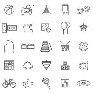 Beyaz arka plan üzerinde oyuncak satır simgeler