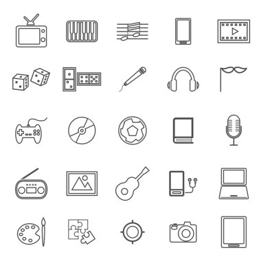 Beyaz arka plan üzerinde eğlence çizgi simgeler