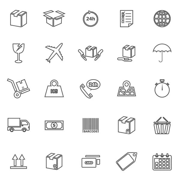 Iconos de línea de envío sobre fondo blanco — Vector de stock