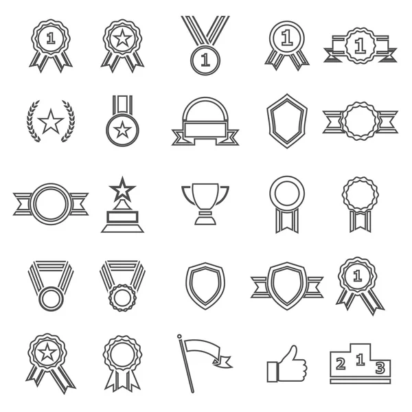 Iconos de línea de premios sobre fondo blanco — Vector de stock