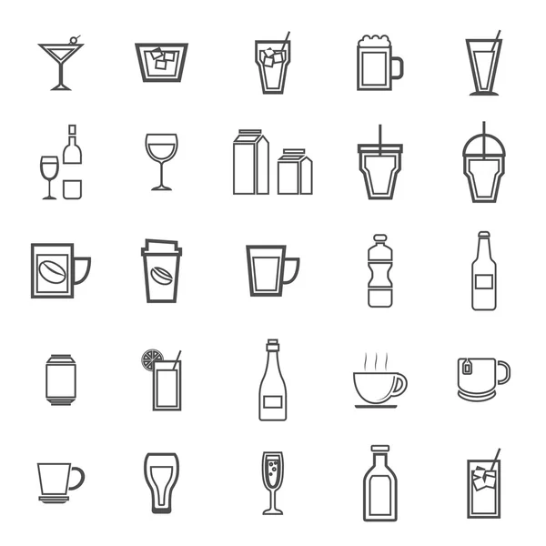 Drink line icons on white background — Stock Vector