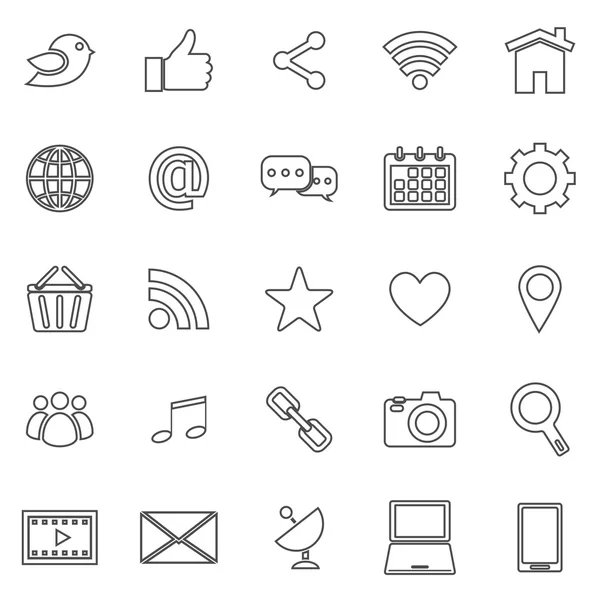 Sociala medier linje ikoner på vit bakgrund — Stock vektor