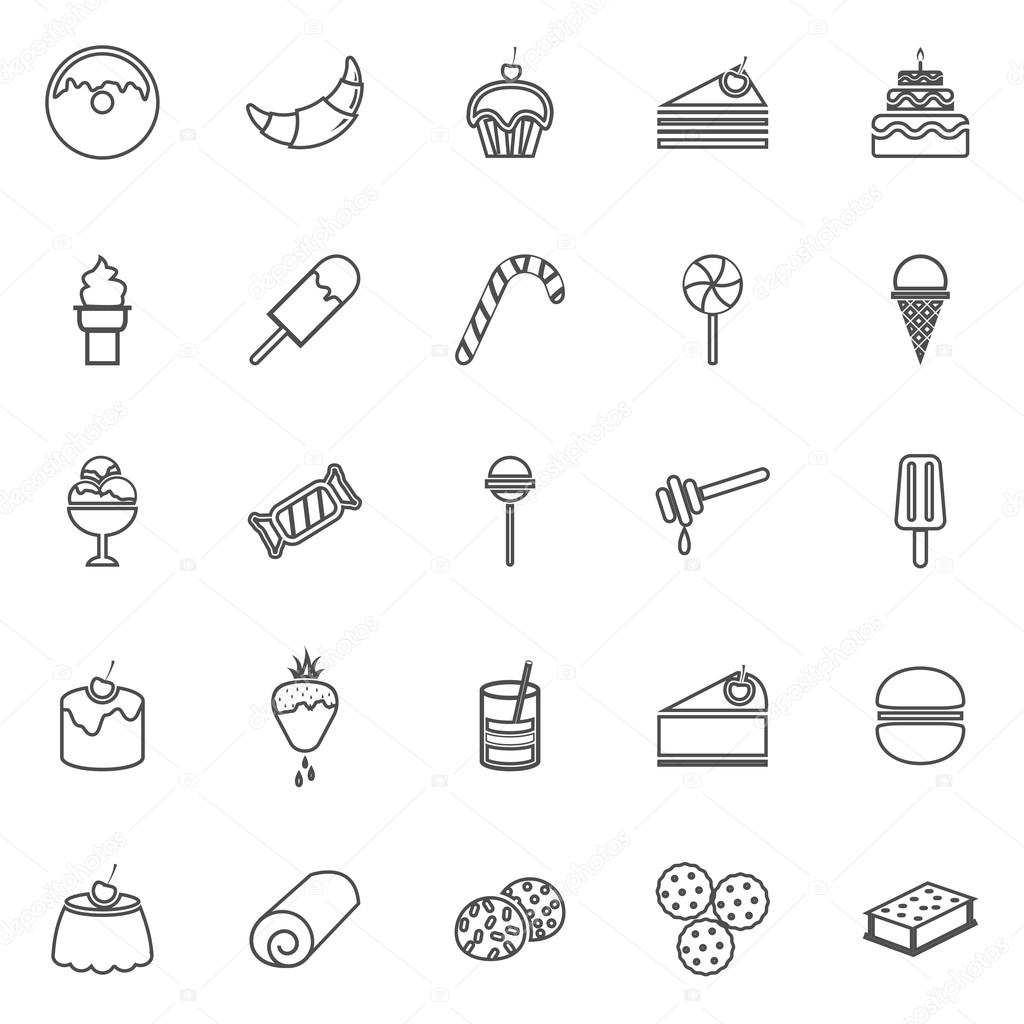 Dessert line icons on white background