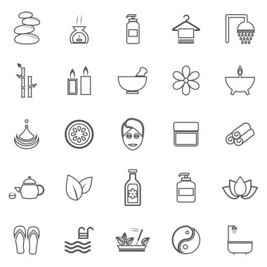 Spa satır simgeler beyaz arka plan üzerinde