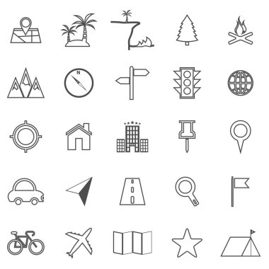 Konumu satır simgeler beyaz arka plan üzerinde