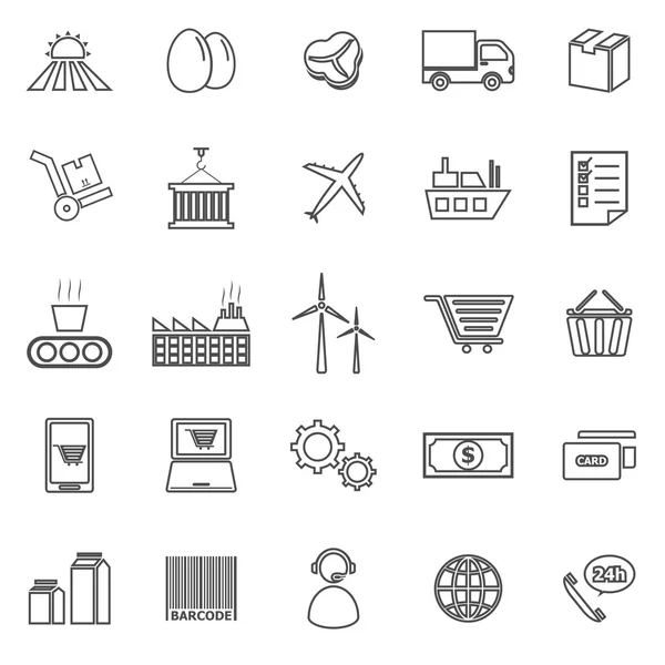 Supply chain line icons on white background — Stock Vector