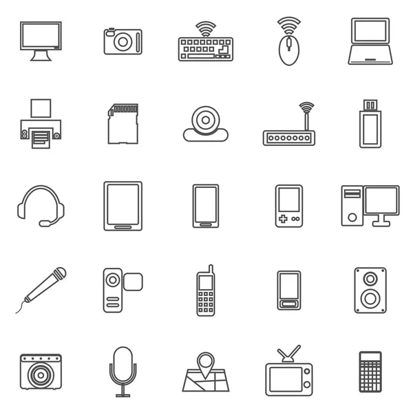 Gadget iconos de línea sobre fondo blanco — Vector de stock