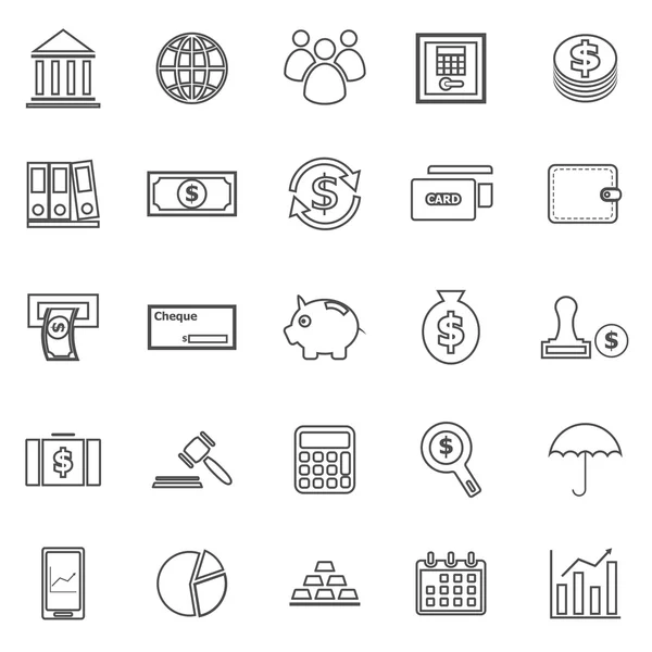 Iconos de línea bancaria sobre fondo blanco — Vector de stock