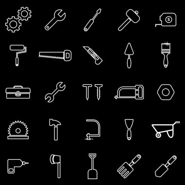 Aracı satır simgeler siyah arka plan üzerine