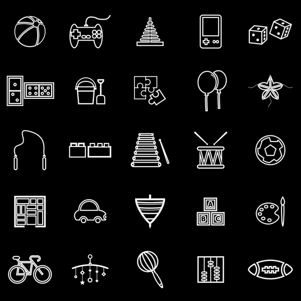 Toy line icons on black background — Stock Vector