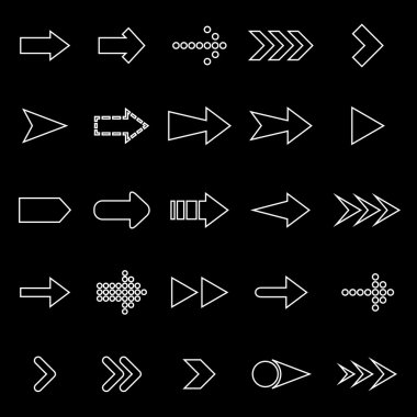 Arrow line icons on black background clipart