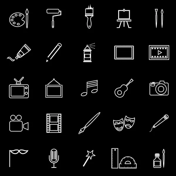 Art line icons on black background — Stock Vector