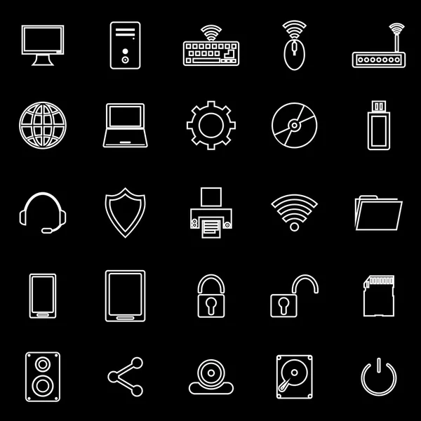 Computer line icons on black background — Stock Vector