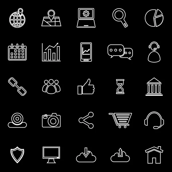 SEO linje ikoner på svart bakgrund — Stock vektor