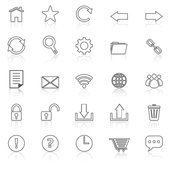 Iconos de barra de herramientas con reflejo en blanco — Vector de stock